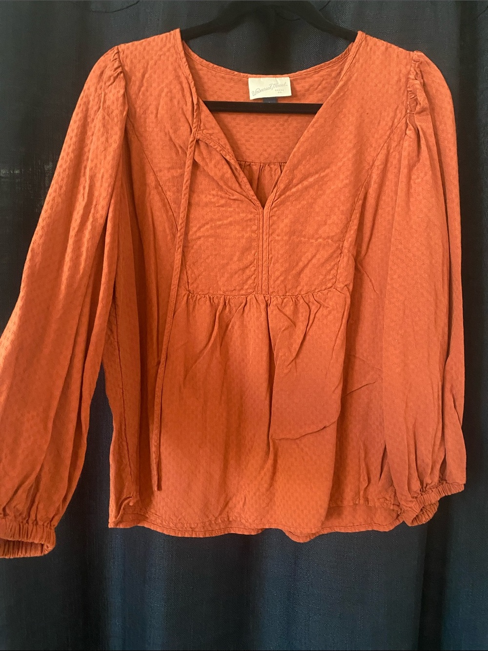 Universal Thread Rust Textured Peasant Tunic